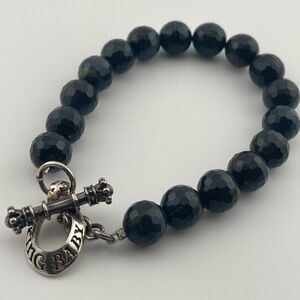 King Baby Studio Black Obsidian Bracelet – 925 Silver Toggle, Rock-Luxury Icon
